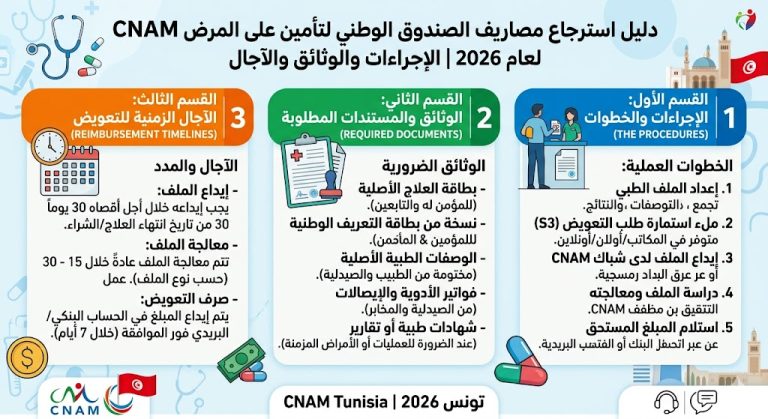 دليل استرجاع مصاريف الصندوق الوطني للتأمين على المرض CNAM لعام 2026 | الإجراءات والوثائق والآجال