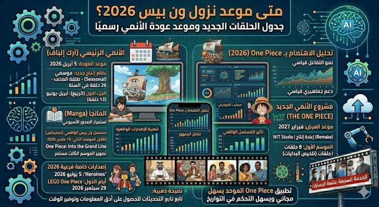 متى موعد نزول ون بيس 2026؟ جدول الحلقات الجديد وموعد عودة الأنمي رسميًا