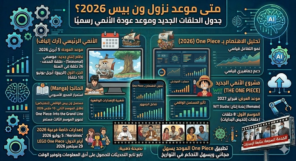 متى موعد نزول ون بيس 2026؟ جدول الحلقات الجديد وموعد عودة الأنمي رسميًا