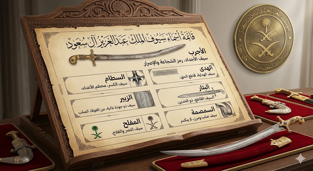قائمة أسماء سيوف الملك عبدالعزيز | أشهر السيوف التاريخية لمؤسس المملكة العربية السعودية