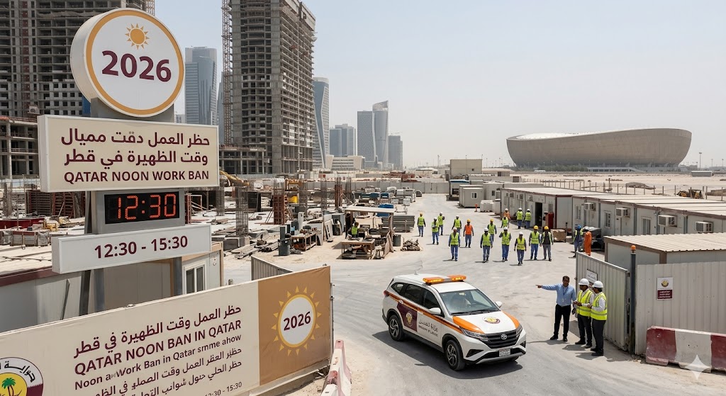 قانون حظر العمل وقت الظهيرة في قطر 2026 | المواعيد الرسمية والاستثناءات والعقوبات