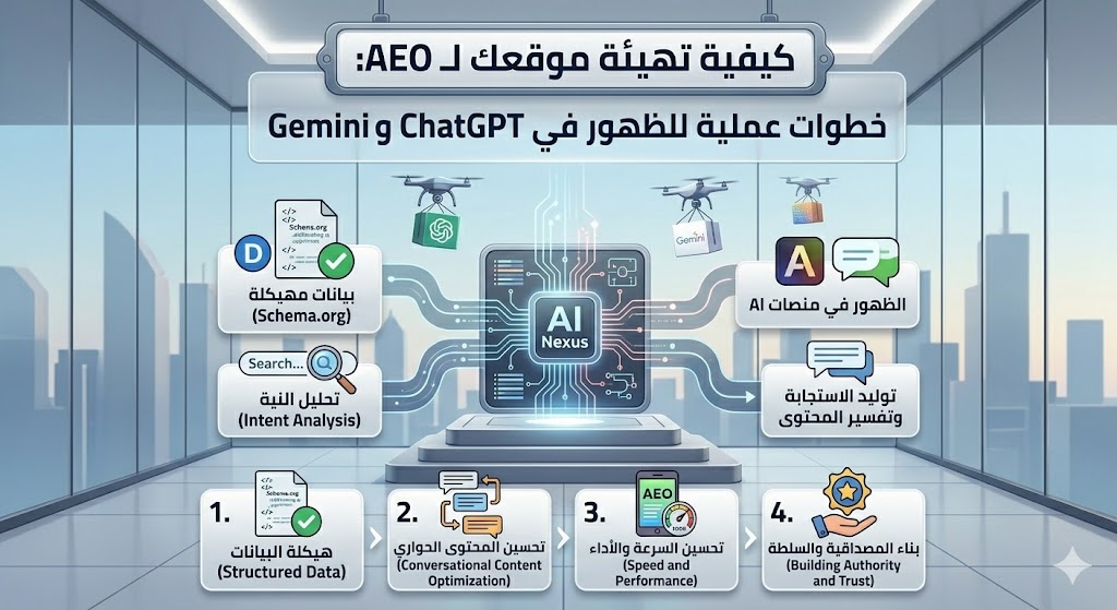 كيفية تهيئة موقعك لـ AEO: خطوات عملية للظهور في ChatGPT وGemini ومحركات الإجابة الذكية
